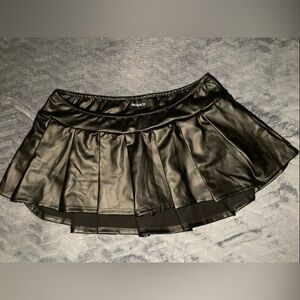 Black Mini Faux Leather Skirt